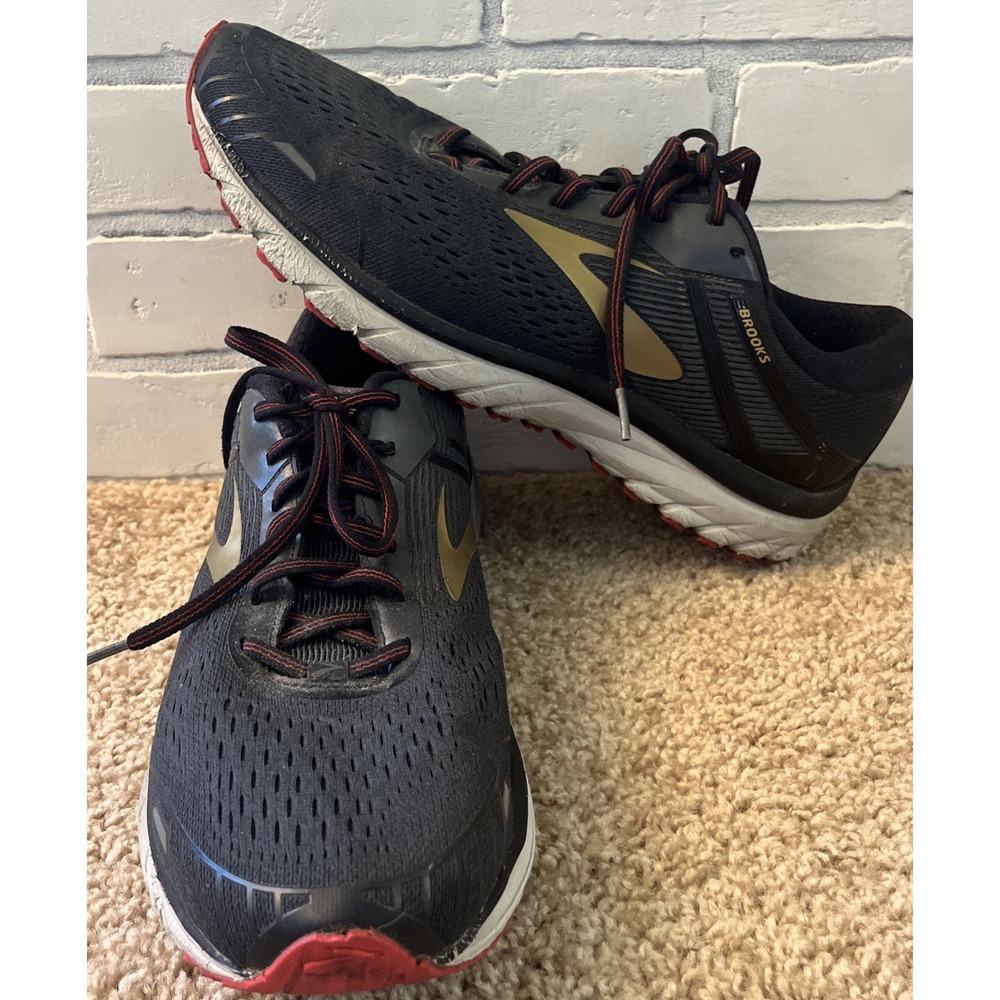 Brooks Adrenaline GTS 18 Running Walking Black Gold Red Comfort Sneaker Mens 14